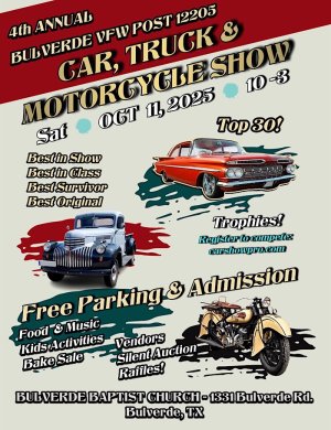 4th Annual Bulverde VFW Car, Truck, Motorcycle Show